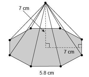 What is the lateral area of this regular octagonal pyramid? A. 114.8 cm² B. 162.4 cm-example-1