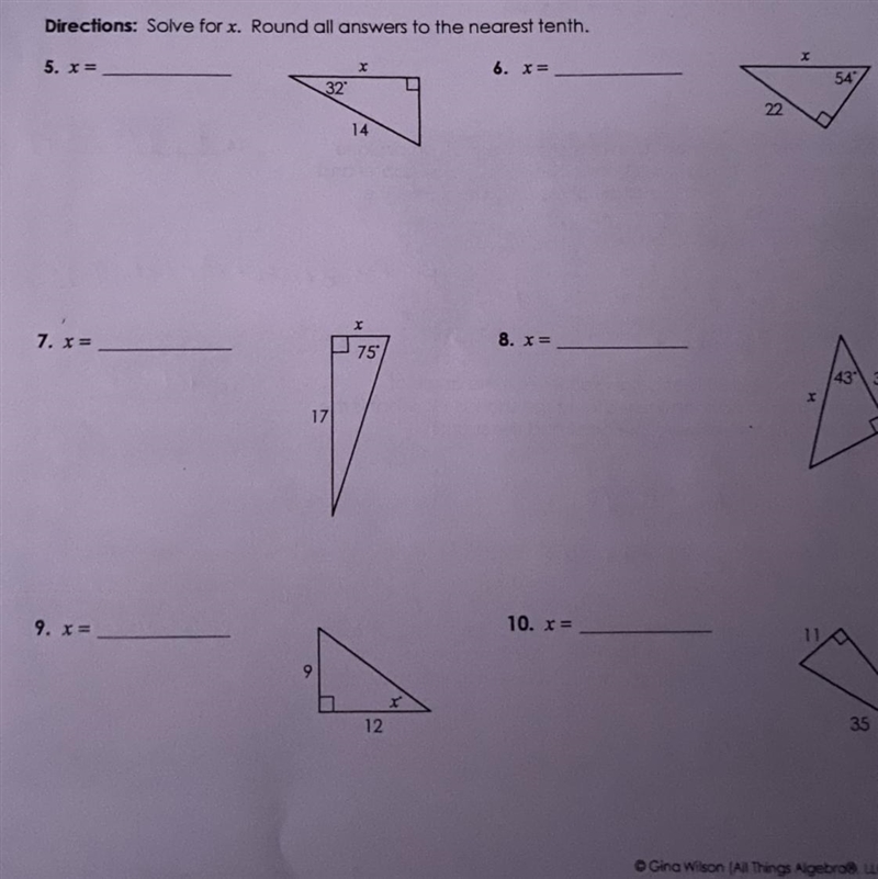 Please help solve x and round all answers to the nearest tenth-example-1