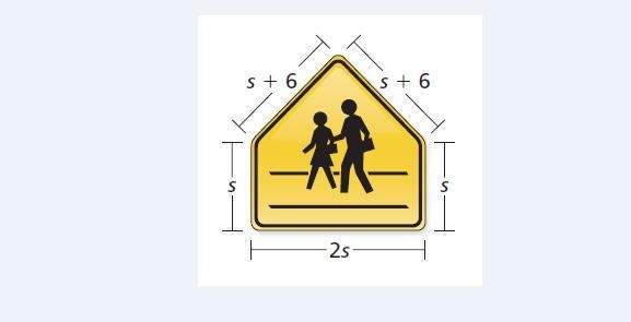 The perimeter of the school crossing sign is 102 inches. What is the length of each-example-1