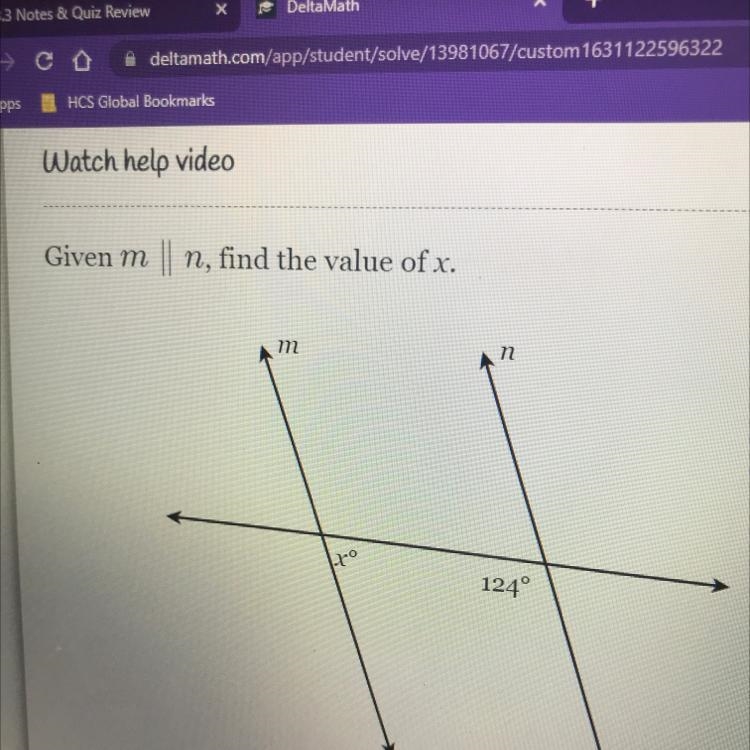 Given m ll n, find the value of x-example-1