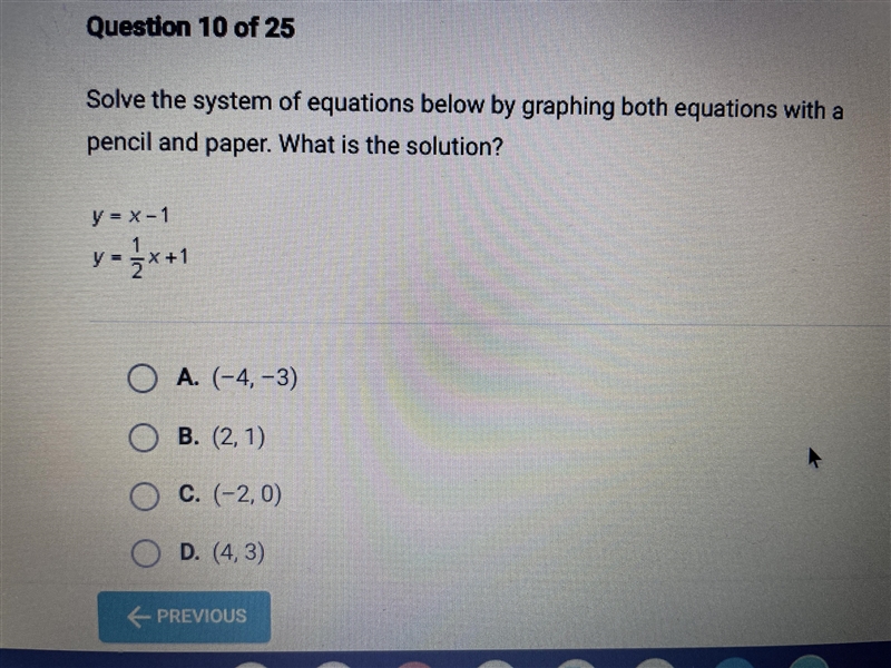 Please help!!! No links!!! Solve the system of equations below by graphing both equations-example-1