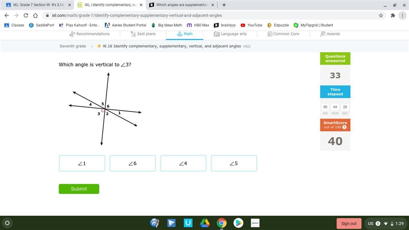 Which angle is vertical to ∠3?-example-1