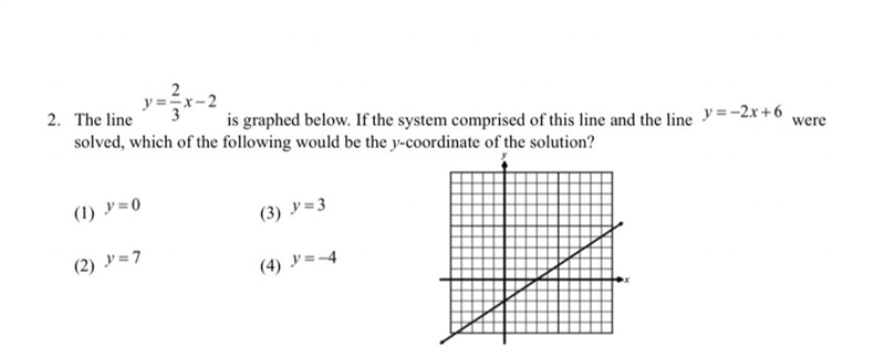 What line y= 2/3 x - 2 is graphed below. if the system comprised of this line and-example-1