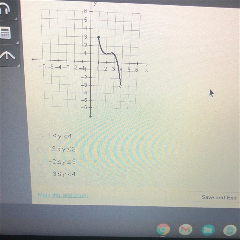 What is the range of the function graphed below? I am in desperate need of answer-example-1