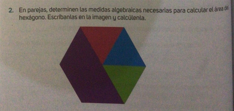 Determinen las medidas algebraicas necesarias para calcular el área del hexágono-example-1