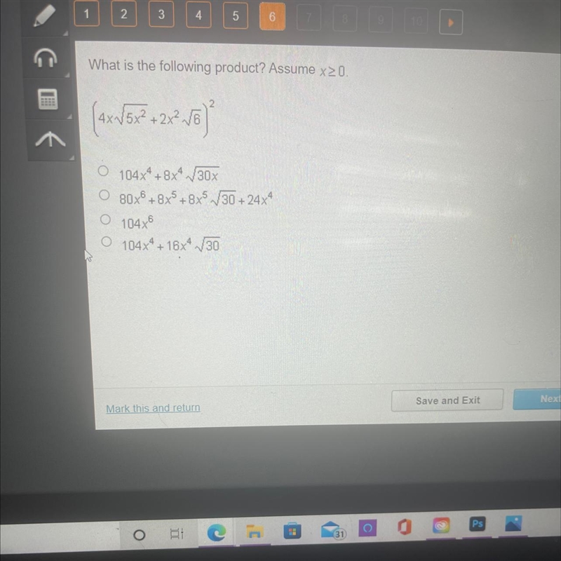 What is the following product? Assume x>0 4x 5x2 + 2x2 6^2-example-1