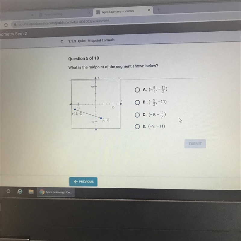 What is the midpoint of the segment shown below?-example-1