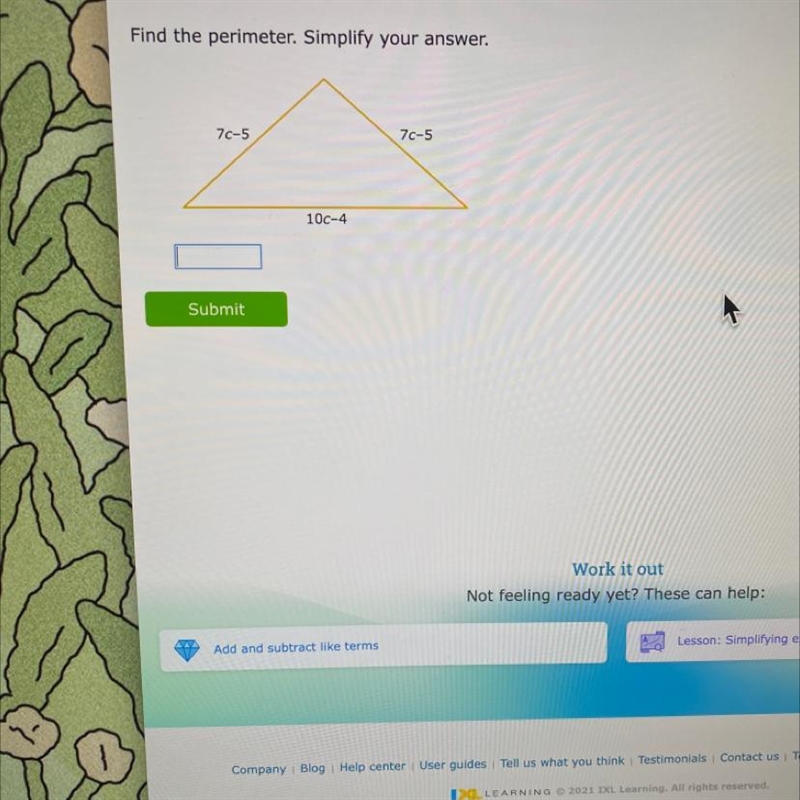 Find the perimeter. Simplify your answer.-example-1