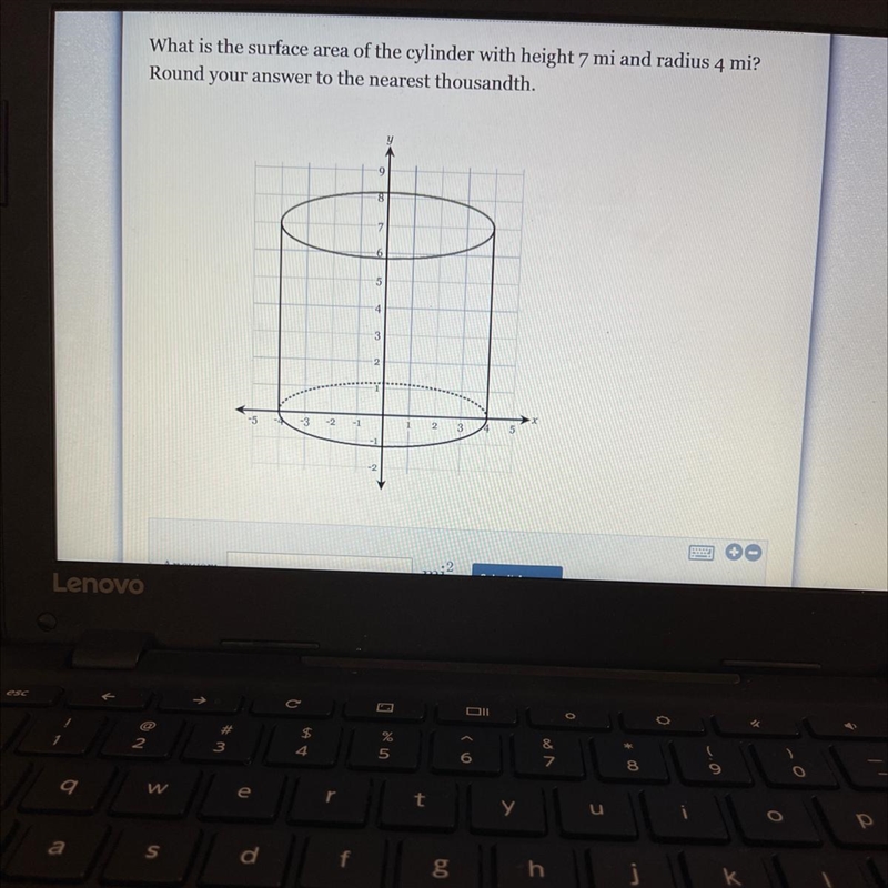 What is the surface area of the cylinder with height 7 mi and radius 4 mi? Round to-example-1