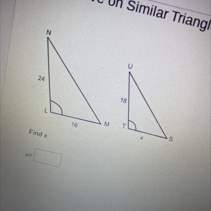 What would x equal for the missing side-example-1