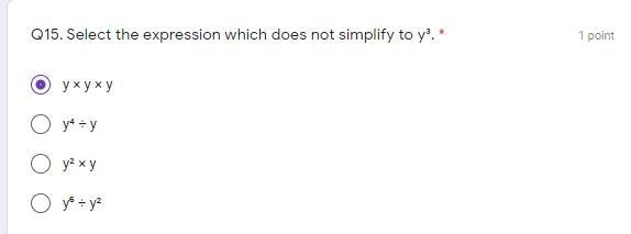 Select the expression which does not simplify to y³-example-1