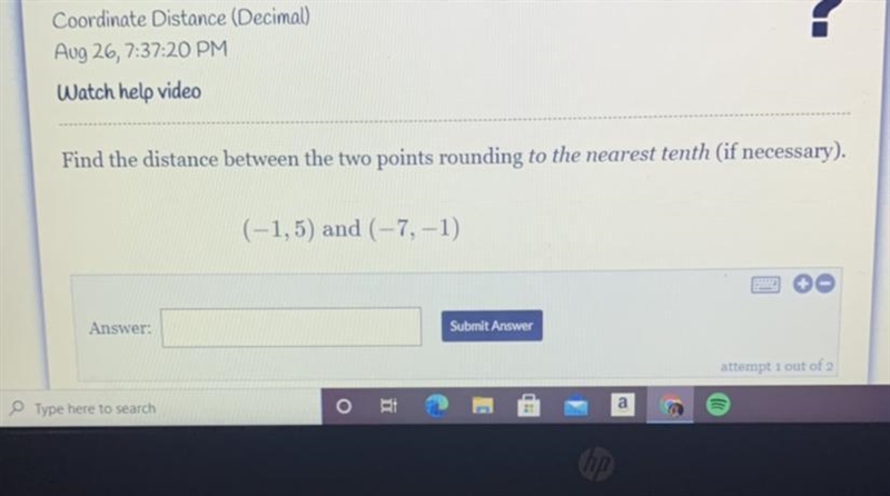 Find the distance between the two points rounding to the nearest 10th! PLS HELP ASAP-example-1