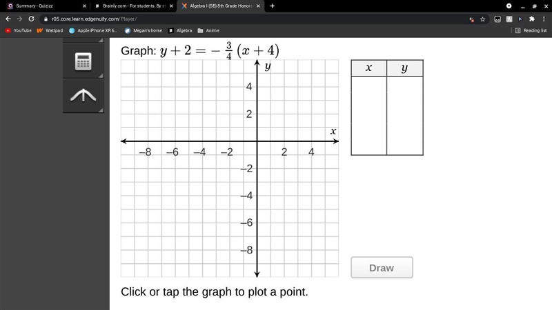 Graph: y + 2 = - 3/4 (x + 4)-example-1