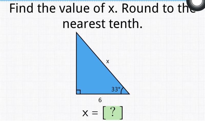 Find the value of x. Round to the nearest tenth-example-1