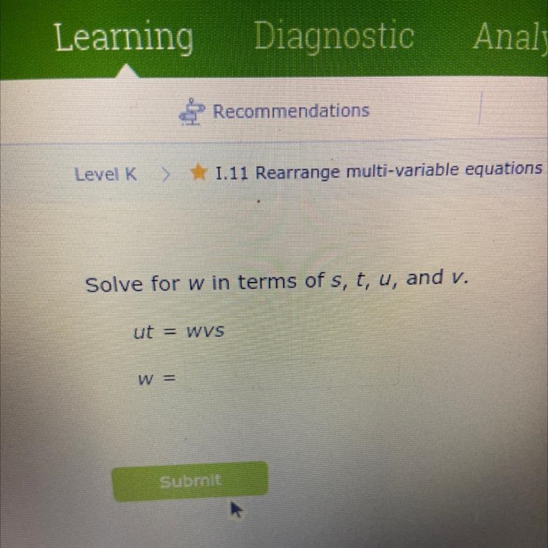 Solve for w in the terms of s,t,u and v-example-1