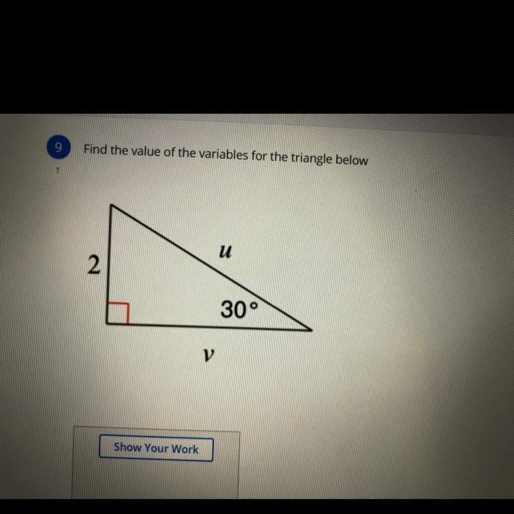 Find the value of the variables for the triangle in the image below-example-1