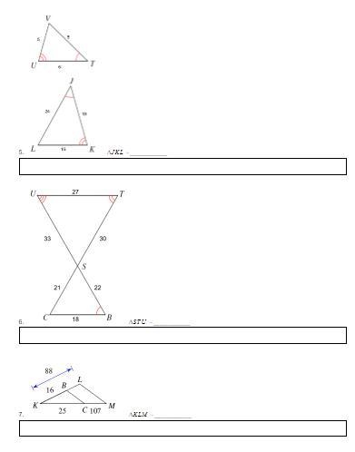 ((HELP ME PLEASEEEE)) For #2-7, decide if the triangles in each pair are similar. If-example-2