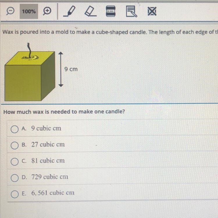 Wax is poured into a mold to make a cube-shaped candle. The length of each edge of-example-1