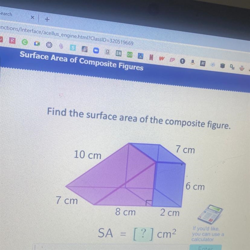 Find the surface area of the composite figure-example-1