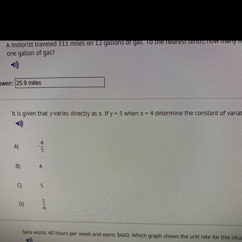 It is given that yvaries directly as x. If y= 5 when x= 4 determine the constant of-example-1