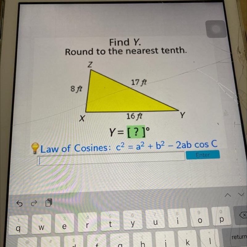 Find the value of Y. Round to the nearest tenth-example-1