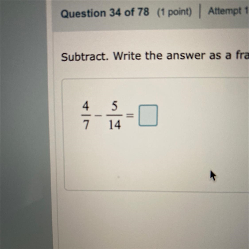 Subtract. Write the answer as a fraction simplified to lowest terms-example-1