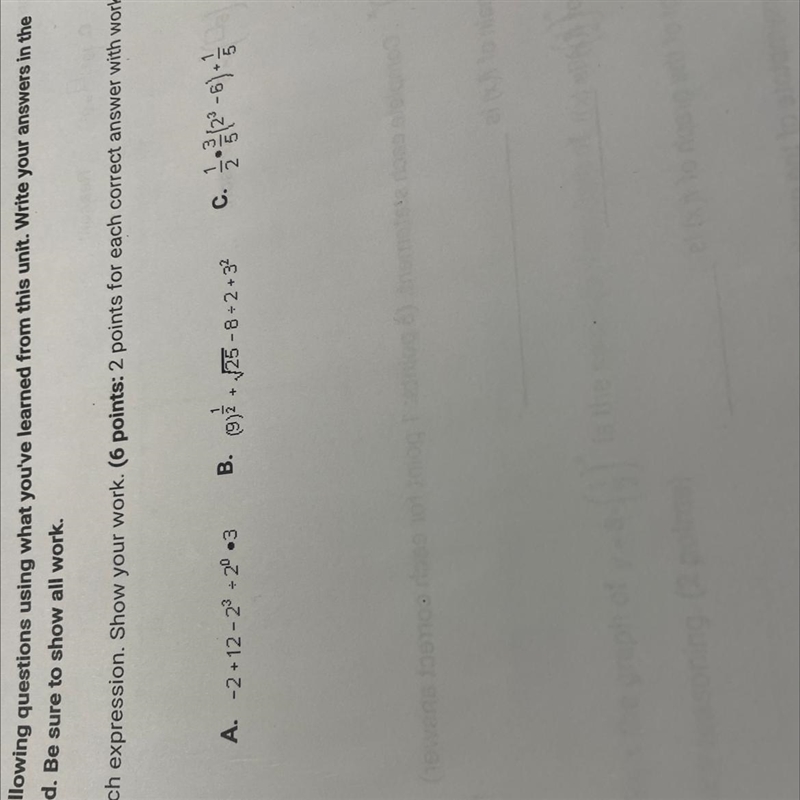 1. Evaluate each expression. Show your work.-example-1