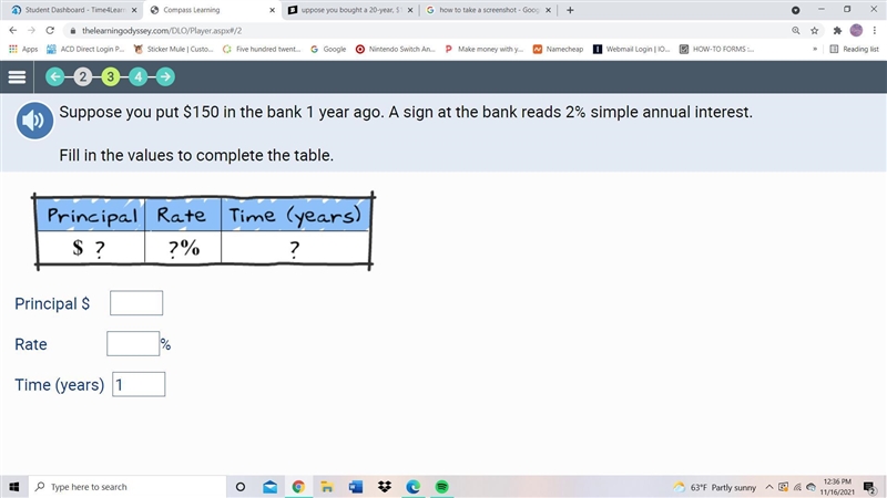 HELPPPP!! question: uppose you put $150 in the bank 1 year ago. A sign at the bank-example-1