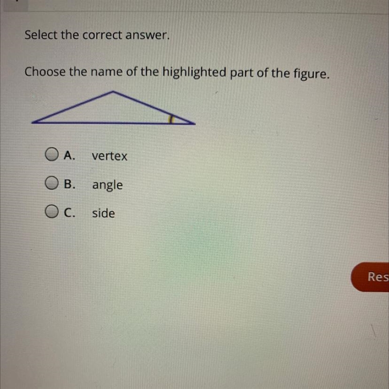 Select the correct answer. Choose the name of the highlighted part of the figure. O-example-1