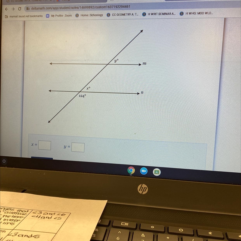 Given m || n, find the value of x and y.-example-1