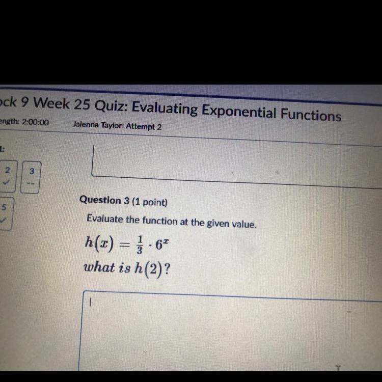 Evaluate the function at the given value. h(x) = 1/3.6^x what is h(2)?-example-1