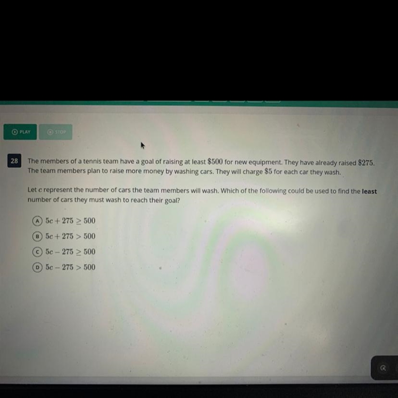 28 The members of a tennis team have a goal of raising at least $500 for new equipment-example-1