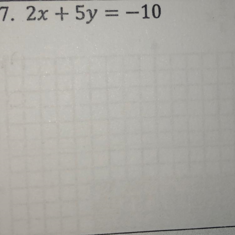 2x + 5y = -10 rewrite the equation in slope intercept form then identify the slope-example-1