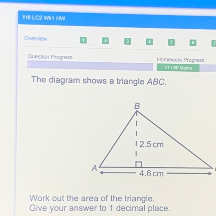 The diagram shows a triangle ABC. B Not drawn accurately 12.5 cm A 4.6 cm Work out-example-1