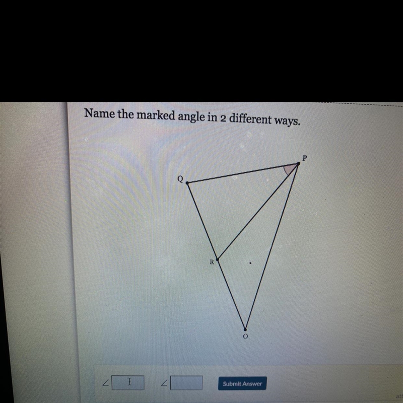 Name the marked angle in 2 different ways.-example-1