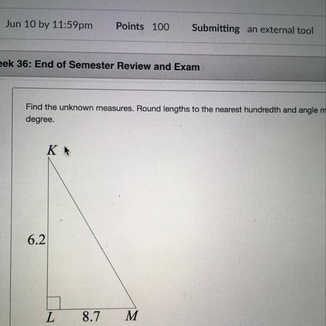 Find the known measures. Round lengths to the nearest hundredth and angle measures-example-1