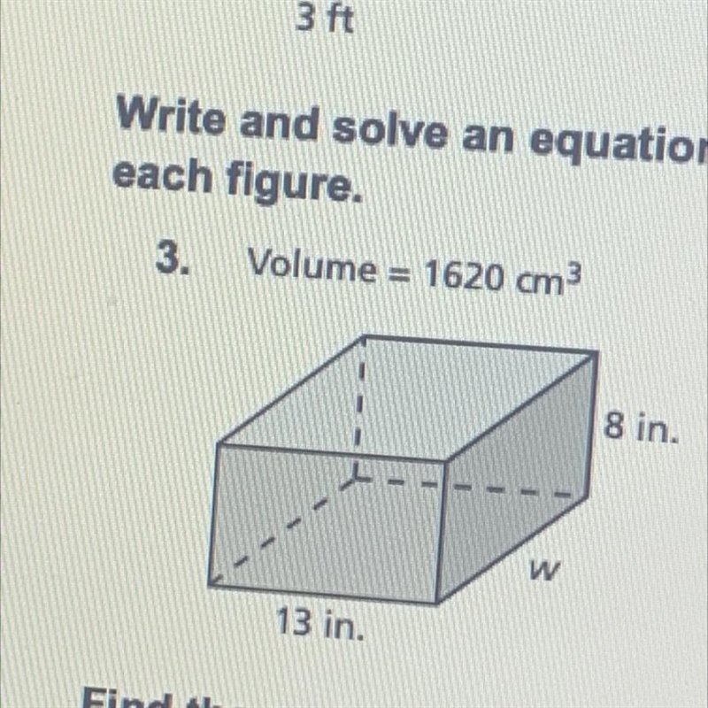 Write and solve an equation to find the missing dimension of the figure.-example-1