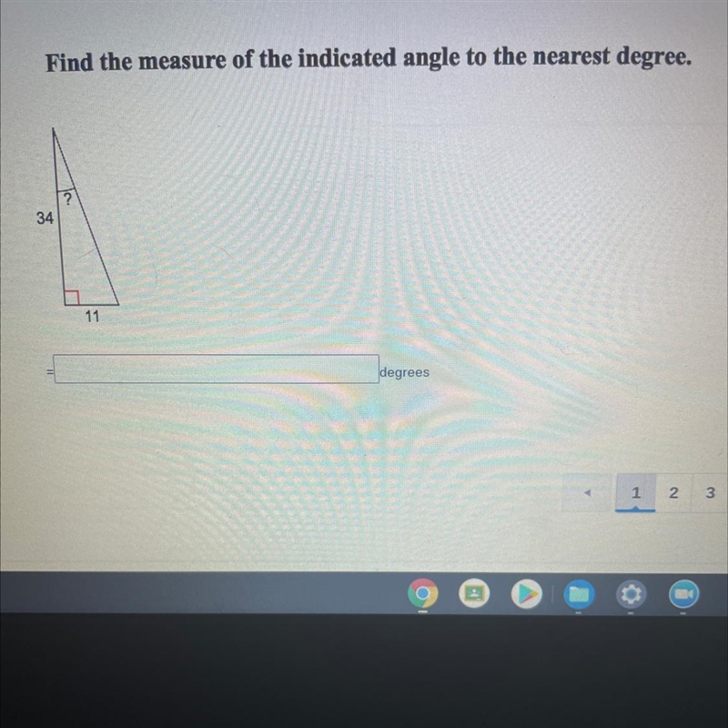 Find the measure of the indicated angle to the nearest degree. ?-example-1