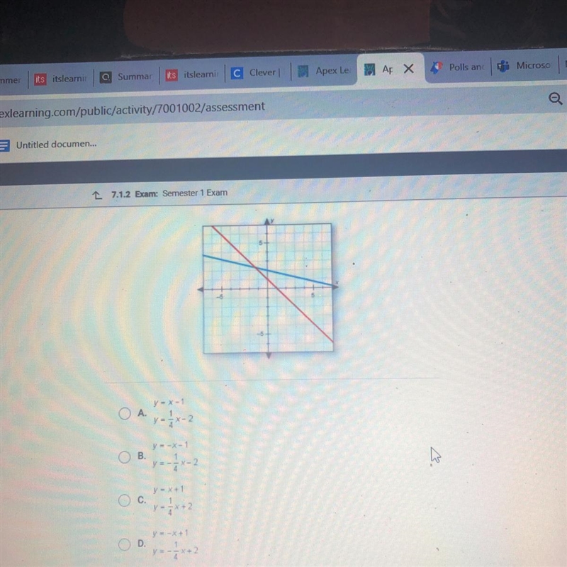 What is the system of equations shown in the graph-example-1