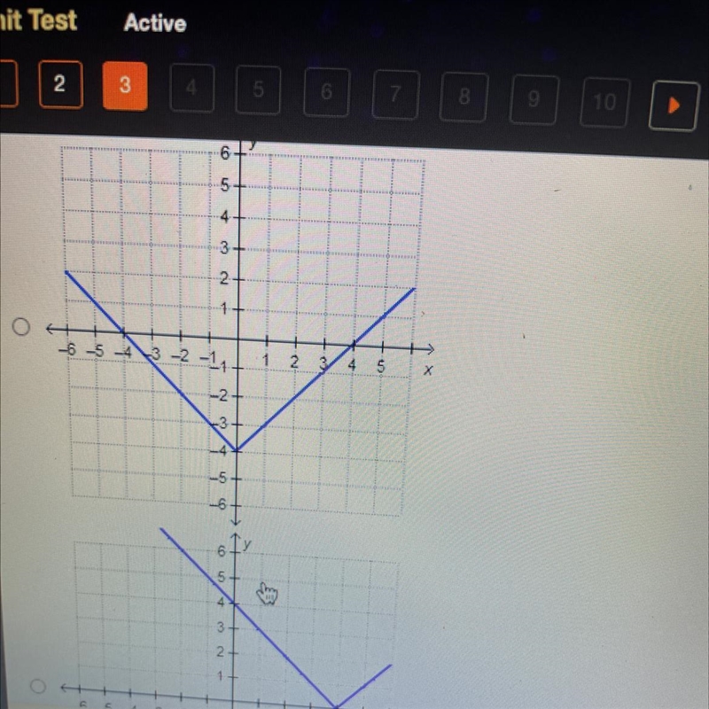 Which graph represents the function f(x) = |x| - 4?-example-1