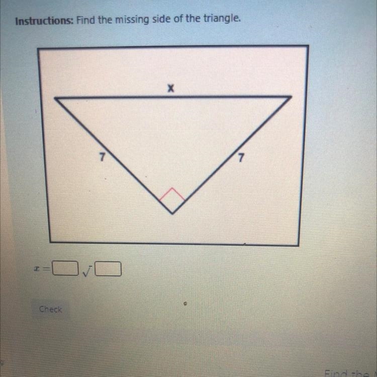 Find the missing side of the triangle-example-1