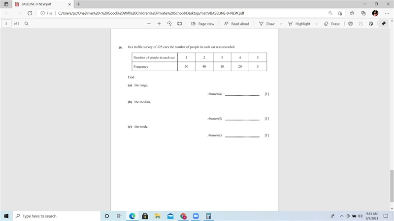 Mode and medium nad range-example-1