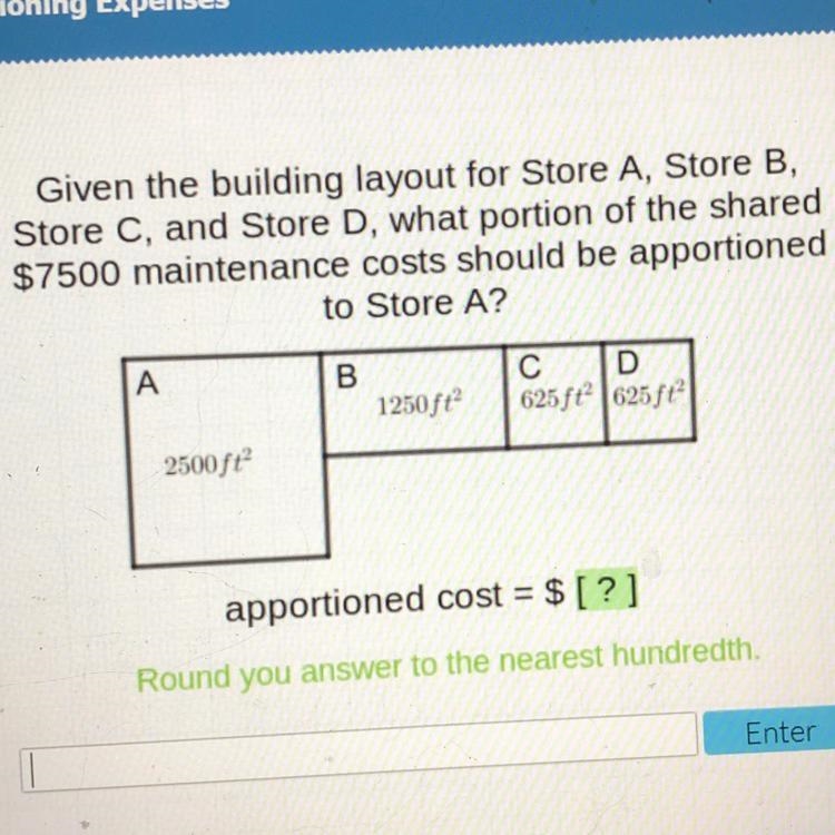 What portion of shared $7500 security costs should be apportioned to store A?-example-1