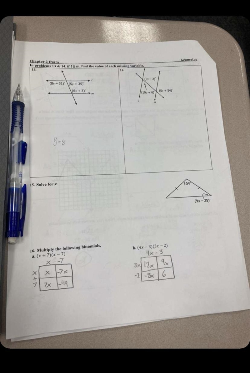 ( GEOMETRY ) please help asap! IF L IS PARALLEL TO M FIND MISSING VARIABLE!! i need-example-1