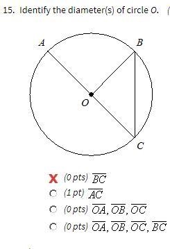 Identify the diameter of a circle o.-example-1