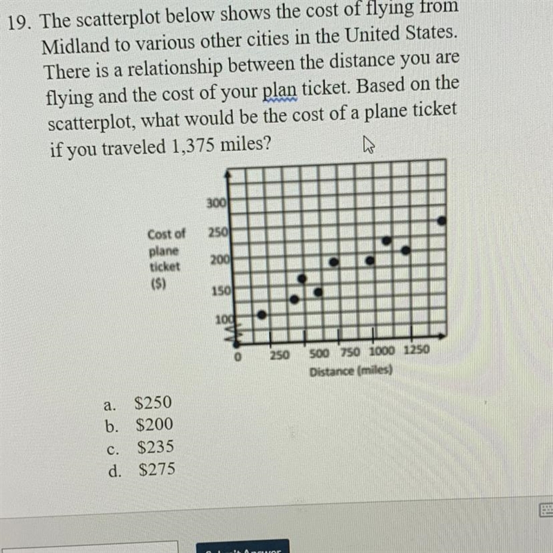 A. $250 b. $200 c. $235 d. $275 Please help!-example-1