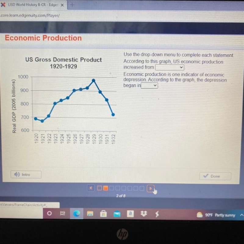 Help me please !! Us gross domestic product 1920-1929-example-1