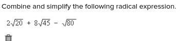 Combine and simplify the following radical expression.-example-1