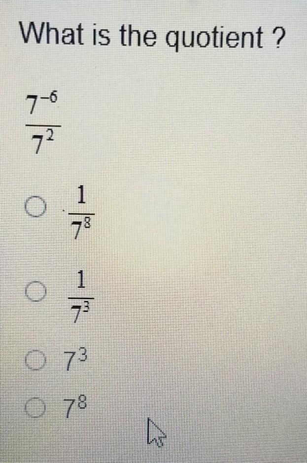 What is the quotient ? 7-6 72 1 o 1 o 1 72 O 73 0 78​-example-1