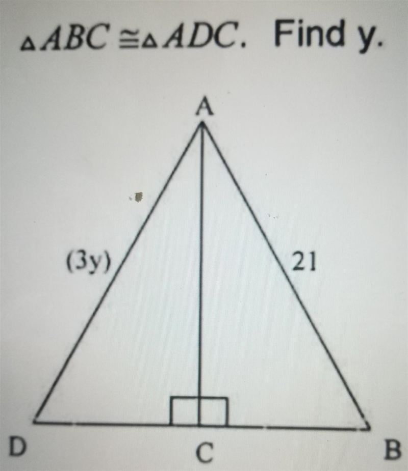 Please help ABC = ADC . Find y.​-example-1